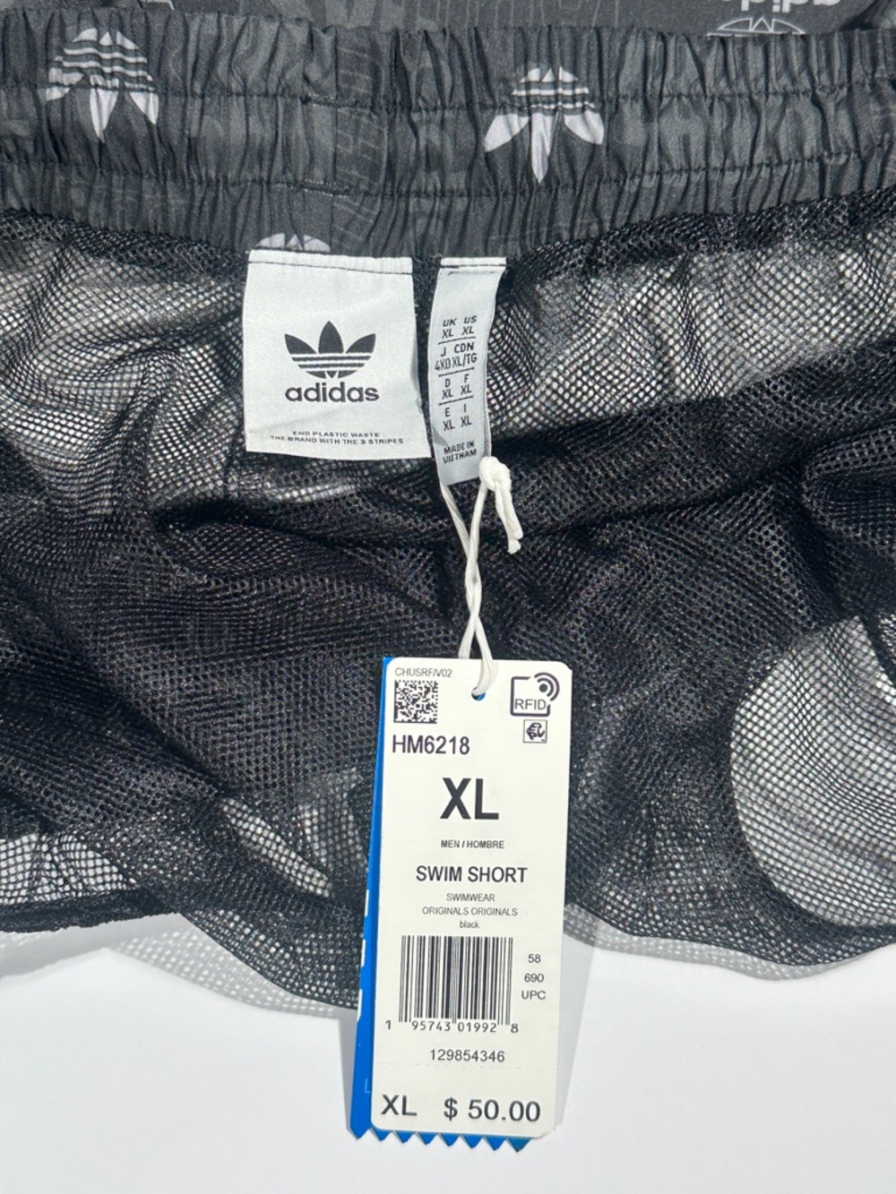 Adidas original  swim Black Logo-Print Athletic Shorts with Red logo Xl New - Picture 5 of 5